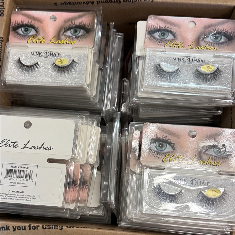 100 sets— Elite Lashes Mink 3D Faux Mink False Eyelashes - Black
Full box!